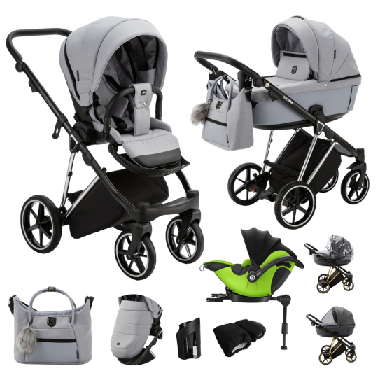 ADAMEX Kočárek kombinovaný Belissa Special Edition Grey/Silver + KIDDY Evoluna i-size 2 + základna