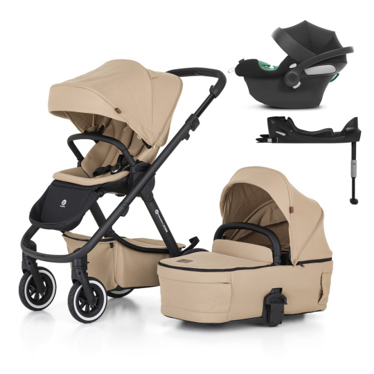 PETITE&MARS Kočárek kombinovaný ICON 2v1 Mocha Beige LITE AIR + CYBEX Aton B2 i-Size + základna