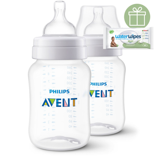 Philips AVENT Láhev Anti-colic 260ml, 1m+, 2 ks+WW Soapberry 60ks