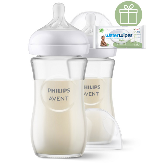 Philips AVENT Láhev Natural Response skleněná 240 ml, 1m+, 2 ks+WW Soapberry 60ks