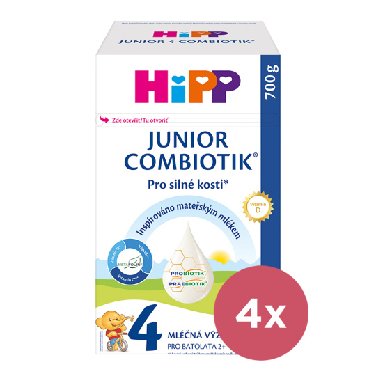 4x HiPP Mléko batolecí Junior Combiotik® 4 od uk. 2. roku, 700 g