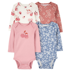 CARTER'S Body dlouhý rukáv Pink/Blue Floral holka 4ks 6m/vel. 68