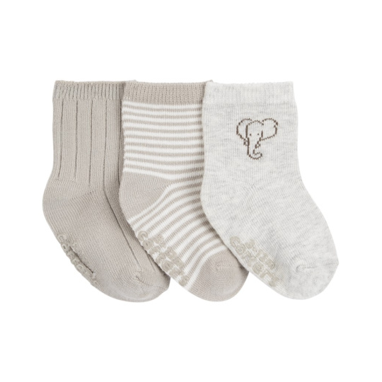 CARTER'S Ponožky White-Grey Elephant neutral LBB 3 ks, NB/vel. 56