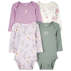 CARTER'S Body dlouhý rukáv Purple/Green Floral holka 4ks 6m/vel. 68