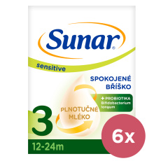 6x SUNAR Mléko Sensitive 3, batolecí 500 g, 12m+