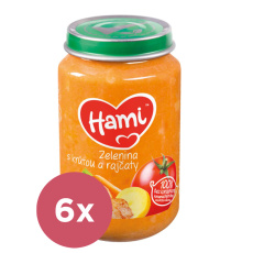 6x HAMI Zelenina s krůtou a rajčaty (200 g) - maso-zeleninový příkrm