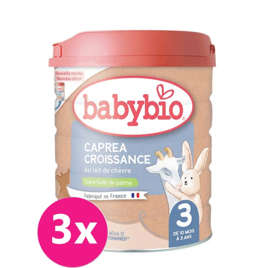 3x BABYBIO CAPREA 3 Croissance plnotučné kozí kojenecké bio mléko 800 g