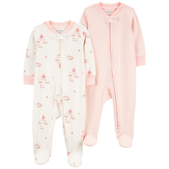 CARTER'S Overal na zip Sleep&Play Pink Sheep/Stripe holka 2ks 6m/vel. 68