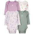 CARTER'S Body dlouhý rukáv Purple/Green Floral holka 4ks 12m/vel. 80