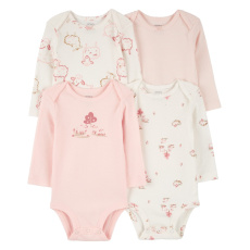 CARTER'S Body dlouhý rukáv Pink/Ivory holka 4ks 12m/vel. 80