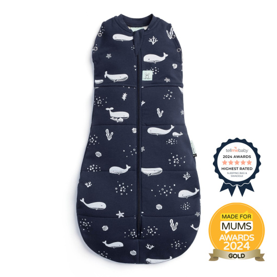 ERGOPOUCH Zavinovačka a vak na spaní 2v1 Cocoon Whale 0-3 m, 3-6 kg, 2,5 tog