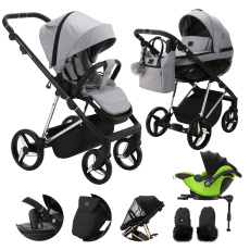 ADAMEX Kočárek kombinovaný Quantum Special Edition Grey/Silver + KIDDY Evoluna i-size 2 + základna