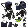 ADAMEX Kočárek kombinovaný Mobi New Lux Blue + KIDDY Evoluna i-size 2 + základna