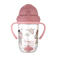 CANPOL BABIES Hrneček nevylévací se slámkou a závažím 270 ml Bonjour Paris růžový, 6m+