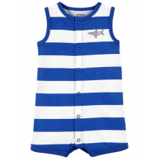 CARTER'S Overal letní Blue Stripe Shark chlapec 3 m, vel. 62