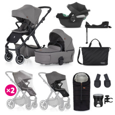 PETITE&MARS Kočárek kombinovaný ICON 2v1 Dove Grey XXL AIR + CYBEX Aton B2 i-Size + základna