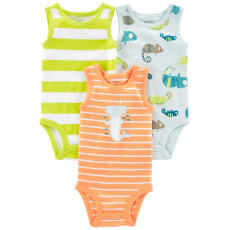 CARTER'S Body bez rukávů Stripes Animals kluk 3ks NB/vel. 56