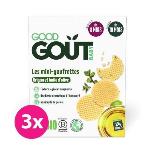 3x GOOD GOUT BIO Wafle s oregánem a olivovým olejem (24 g), 8m+