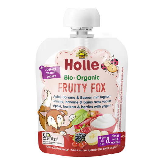 HOLLE BIO Fruity fox - dětské ovocné pyré s jogurtem 85 g