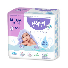 3x BELLA HAPPY BABY Ubrousky čisticí mega pack Aqua care 56 ks