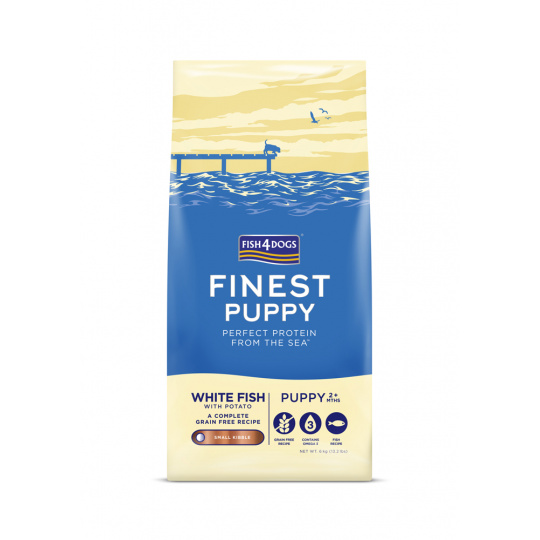 FISH4DOGS Granule malé pro štěňátka Finest bílá ryba s bramborami 6 kg, 2m+