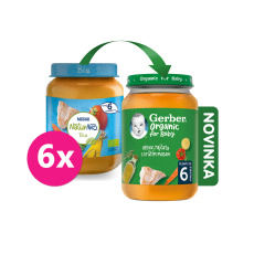 6x GERBER Organic dětský příkrm mrkev a rajčata s krůtím masem 190 g