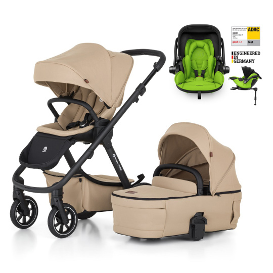 PETITE&MARS Kočárek kombinovaný ICON 2v1 Mocha Beige LITE RWS + KIDDY Evoluna i-size 2 + základna