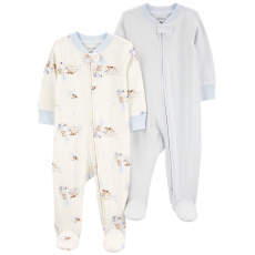 CARTER'S Overal na zip Sleep&Play Blue Dog/Stripe kluk 2ks NB/vel. 56