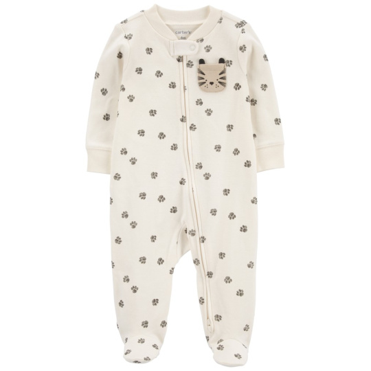 CARTER'S Overal na zip Sleep&Play Ivory Paw kluk NB/ vel. 56