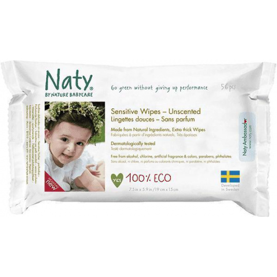 ECO BY NATY Sensitive 56 ks, bez vůně - vlhčené ubrousky