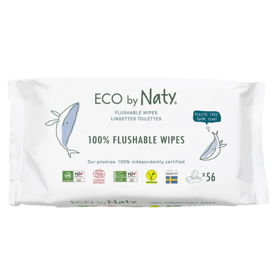 ECO BY NATY Ubrousky vlhčené bez vůně splachovatelné 56 ks