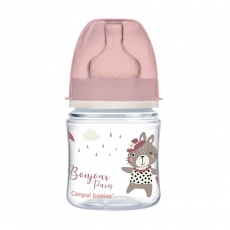 CANPOL BABIES Láhev se širokým hrdlem Bonjour Paris 120 ml růžová