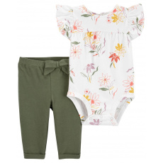 CARTER'S Set 2dílný body kr. rukáv, legíny Ivory Floral holka 12m