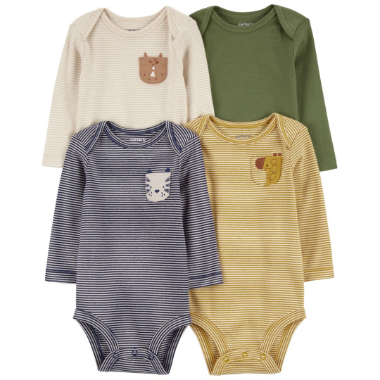 CARTER'S Body dlouhý rukáv Navy/Olive Animal kluk 4ks 3m/vel. 62