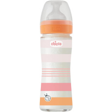 CHICCO Láhev kojenecká sklo Well-being silikon 240 ml děvče