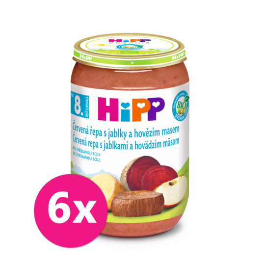 6x HiPP BIO červená řepa s jablky a hovězím masem 220 g