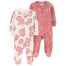 CARTER'S Overal na zip Sleep&Play Pink/Ivory Floral holka 2ks 3m/vel. 62