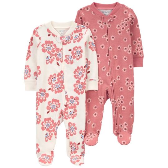 CARTER'S Overal na zip Sleep&Play Pink/Ivory Floral holka 2ks 9m/vel. 74