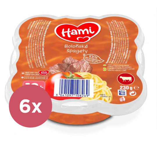 6x HAMI Malý Gurmán: Boloňské špagety (230 g)