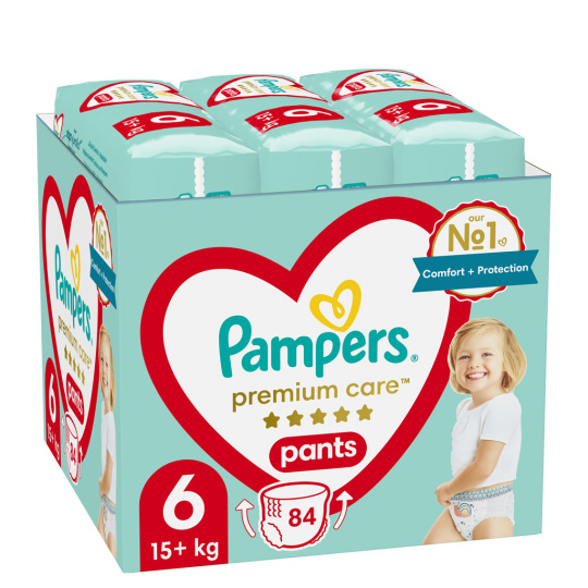 PAMPERS Premium Care plenkové kalhotky 6 (84 ks), 15 kg+