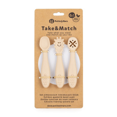 PETITE&MARS Set 3 ks silikonových tréninkových lžiček Take&Match Desert Sand 6m+