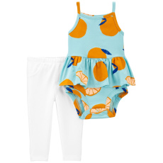 CARTER'S Set 2dílný body na ramínka, legíny Blue Orange holka NB/vel. 56