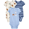 CARTER'S Body krátký rukáv Blue Animals kluk 3ks 3m/vel. 62