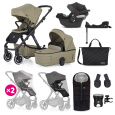 PETITE&MARS Kočárek kombinovaný ICON 2v1 Mossy Green XXL AIR + CYBEX Aton B2 i-Size + základna