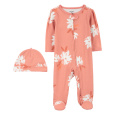 CARTER'S Set 2dílný overal, čepice Pink Floral holka MFL 6m/vel. 68