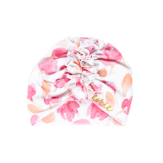 ENIE BABY Čepice dětská turban Pink Leaves dívka 3-6m