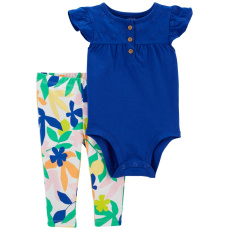 CARTER'S Set 2dílný legíny, body kr. rukáv Cobalt Floral dívka 6m