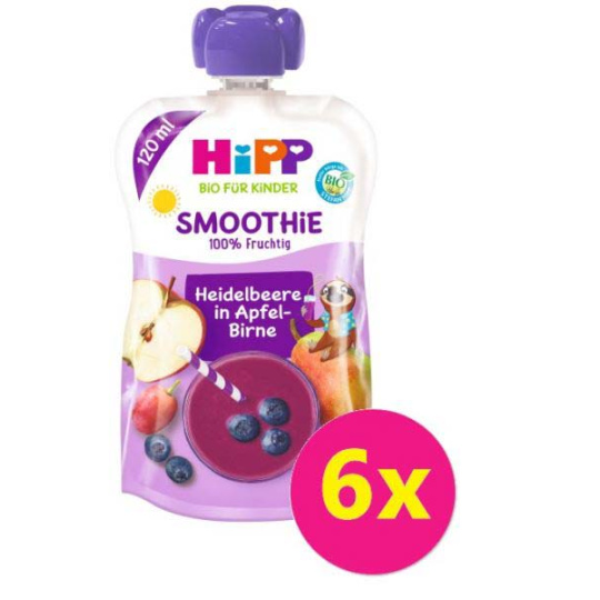 6x HiPP BIO Smoothie Jablko-Hruška-Borůvky 100 g