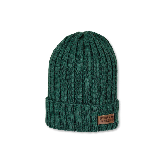 STERNTALER Čepice pletená beanie se zahnutým okrajem tmavě zelená uni vel. 49 cm - 12-18 m