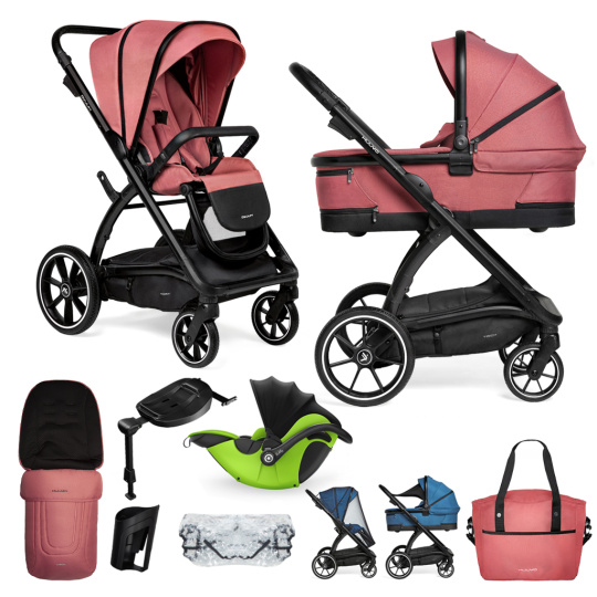 MUUVO Kočárek kombinovaný Trick set 2v1 Pure pink + KIDDY Evoluna i-size 2 + základna